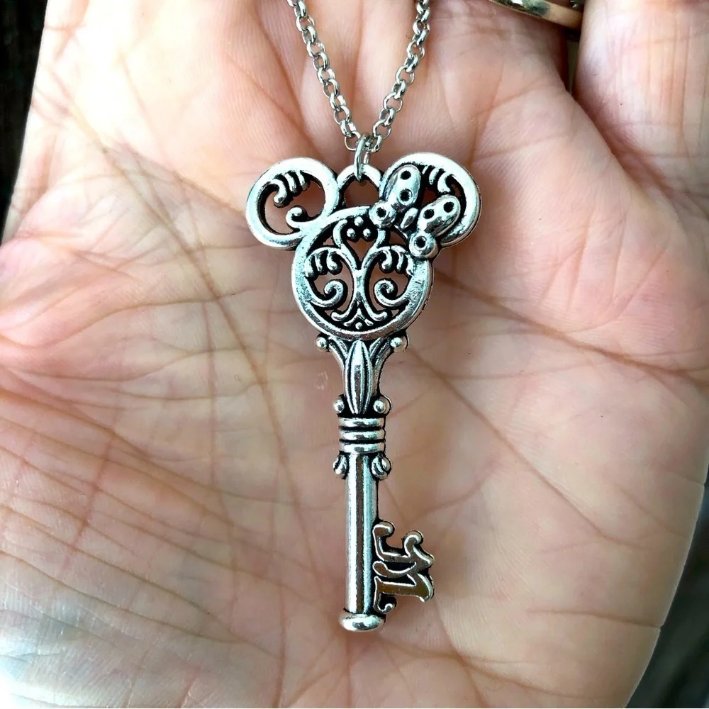 Minnie Mouse Disney Key Stainless Steel Necklace NWT